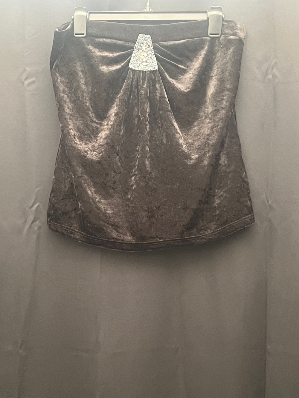 Wet Seal Black Velvet Strapless Top with Silver Accent